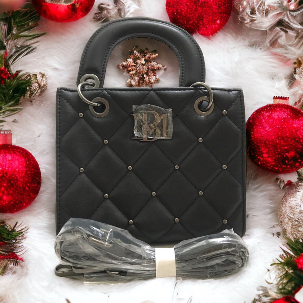 NWT Bagley Mishka Black Tote With quilting and round studs